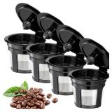 Reusable K Cups, Universal Fit Reusable Coffee Filters with Food Grade Stainless Steel Mesh Eco-Friendly Coffee Pods, for 1.0 and 2.0 Brewers (4)