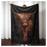 Highland Cow Blanket Super Soft Warm Highland Cow Throw Blanket - Lightweight Cozy Flannel Cow Print Throw Blanket Bed Couch Sofa Office Decor, Gift for Girls and Boys Women and Man 50x40