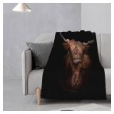 Highland Cow Blanket Super Soft Warm Highland Cow Throw Blanket - Lightweight Cozy Flannel Cow Print Throw Blanket Bed Couch Sofa Office Decor, Gift for Girls and Boys Women and Man 50x40