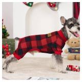 XPUDAC 4 Pack Dog Pajamas for Small Dogs Cats Plaid Doggie Clothes Puppy Onesies Christmas Pajamas Jumpsuits Pet Pjs Shirt Apparel Medium, Red Green Beige Grey
