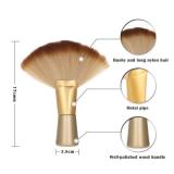 Neck Duster Soft Barber Face Cleaning Hair Cutting Brush Fan-Shaped Sweep (Gold)