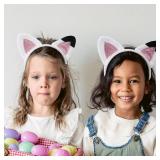 Creatoy Cat Ears Headband Kids dollhouse plush toys Glitter Headbands Toddler Kitty Hairband Doll house Party Supplies Halloween Dress Up Favors