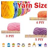 6 Pieces 50 g Crochet Yarn Multi-Colored Acrylic Knitting Hand Knitting Weaving Yarn Crochet Thread(5-Ply,Orange Red, Dark Green, Purple White, Rose Red White, Yellow Orange, Lake Blue)