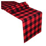 Senneny Buffalo Check Table Runner Cotton Red and Black Plaid Classic Stylish Design for Family Dinner Christmas Holiday Birthday Party Table Home Decoration (Red and Black, 14 x 72 Inch)