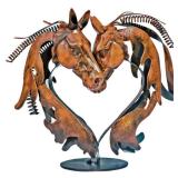 MERCESCUÂ·JC Handmade Horse Statue - Decor for Office & Home - Hand-Painted Metal Sculpture - Bicephalous Horse Gifts for Women/Men
