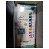 Original Tobios Mini Wooden Watercolor Paint Set Compact Travel Art Kit with 12 Colors, Refillable Brush & Sketchbook Unique Creative Gift for Birthdays, Holidays & Art Lovers