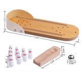 Table Top Mini Bowling Game Set-Tabletop Wooden Board Mini Arcade Desktop Tiny Bowling Shooting Alley Office Desk Stress Relief Gadgets Small Finger Toys Fun Gag Gifts for MenWomen Kids Teens Boys