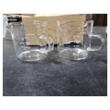 Emlim Espresso Double Spout Glass Coffee Cups with Handle - 75ML/2.5OZ Clear Borosilicate Glass Shot Glasses with Scale Measurement (2 Pack)