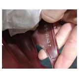 QIY Womens Burgundy Heels Pointed Toe Chunky Heel Pumps Closed Toe Slingback Block Heel Party Dressy Shoes Size 7