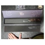 SYOKAMI Brisket Slicing Knife, 12 Inch Multifunction Carving Knife for Meat Cutting, Japanese Style Meat Slicer with Wood Full Tang Handle, Damascus Pattern Long Slicing for Roast Beef, Ideal for Gift