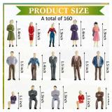 Juexica 160 Pcs 1: 50 Scale Mini People Figurines Model Trains Architectural Painted People Figures Tiny Plastic Miniature Figurines Sitting Standing Model for Miniature Scenes