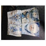 WDSFHYJK Blue Christmas Tree Santa Snowman Wall Art Decor Set of 4, Blue Christmas Decor, Xmas Floral Winter Poster Prints Pictures for Home Living Room Bedroom Decor, 8x10 Unframed