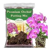 Orchid Potting Mix,2 Quart Premium Orchid Potting Mix for Repotting with Dried Forest Moss Perlite Stone Coco Peat and Pine Bark, Well-draining Orchid Bark Potting Mix
