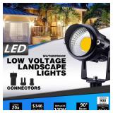 SUNVIE 24 Pack Low Voltage Landscape Lights LED 12W Landscape Lighting with connectors AC/DC 12V-24V Outdoor Spotlight IP65 Waterproof Tree Flag Lights Warm White Spotlights for Yard Garden Pathway