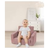 Jouha Toddle & Kids Chair,2-in-1 Soft Toddler Couches That Fold Out,Toddler Chairs Comfy 1-3 Years Old,Convertible Sofa to Lounge,Pink
