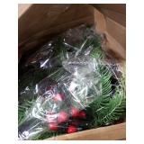 Lyrow 4 Pack Christmas Artificial Swags 24 Xmas The Cordless Prelit Stairway Swag Teardrop Trim Wreath Door Stair Garland Christmas Decoration for Outdoor Home Garden Decor(Red,Classic Style)