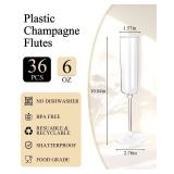Ciaell 36 Pack Plastic Champagne Flutes - 6 Oz Disposable Champagne Glasses - Square Clear Plastic Toasting Glasses for Party Birthday Anniversary Wedding