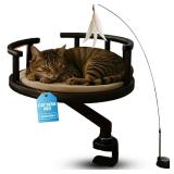 Deskcuddle Cat Bed with Memory Foam Cushion Eco-Friendly Wood, Washable Non-Slip Covers Keeps Your Pet Close While You Work Modern Cat Furniture