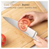 Knife Set,Astercook Kitchen Knife Set with Block 14-Piece Full Tang Stainless Steel Knives with Sharpener Dishwasher Safe and Anti-Slip Ergonomic Handle Elegant Cream White Utensils Set