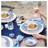 Melamine Dinnerware Sets-12pcs floral dinnerware set Service for 4,Dishwasher Safe, Break-resistant, Indoor and Outdoor Use,Reusable,Traditional Flower