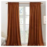 StangH Burnt Orange Velvet Curtains 96 inches Long, Fall Curtains Terracotta Living Room Light Blocking Privacy Window Drapes for Patio Sliding Door/Dining Room, W52 x L96, 2 Panels