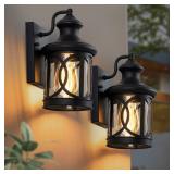 Laplusbelle 2-Pack Outdoor Wall Lights, Porch Lights, Waterproof Outdoor Wall Sconce, Exterior Light Fixtures Matte Black with Clear Glass Shade for House Garage Patio Front Door Balcony