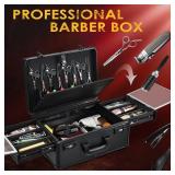 Yueieoun Barber Case 6 Clippers Sliding Tray, Profesional Barbers Briefcase Tool Case, Barber Cases for Clippers and Supplies, Hair Scissors Trimmer Organizer, Salon Hair Grooming Hard Travel Suitcase