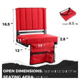 SPORT BEATS Stadium Seats with Back Support Bleacher Chairs with Back and Cushion Thick Padded Bleacher Seats Includes Shoulder Strap Red 1pc Regular - 17 W x 12 D x 16.5 H