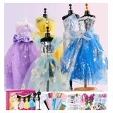 YEETIN Fashion Designer Kit for Girls DIY Sewing & Arts Craft Kit with 5 Mannequins, Doll Clothes Making Set, Learn to Sew, Creative Gift for Girls Ages 6-12