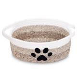 ABenkle Small Woven Basket with Handle, Cute Dog Paw Baskets for Gifts Empty, Decorative Rope Woven Storage Dog Toy Basket, Nursery Baskets for Baby Shower, 12 x 8 x 5