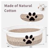 ABenkle Small Woven Basket with Handle, Cute Dog Paw Baskets for Gifts Empty, Decorative Rope Woven Storage Dog Toy Basket, Nursery Baskets for Baby Shower, 12 x 8 x 5