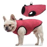 SCENEREAL Winter Dog Vest Coat with Harness Built In, Warm Puppy Jacket for Small Medium Dogs, Cold Weather Coat with Zipper, Fleece Puffer Vest Windproof Snow Clothes Medium