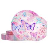 WELLIFE 20PCS Butterfly Birthday Plates Plastic Dinner & Dessert Plates for Girls Party, Kids Birthday, Magical Butterfly Party Supplies