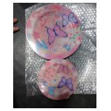 WELLIFE 20PCS Butterfly Birthday Plates Plastic Dinner & Dessert Plates for Girls Party, Kids Birthday, Magical Butterfly Party Supplies