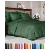Duvet Cover King Size - Extra Soft King Size Duvet Cover - Lightweight, Breathable, Easy Care & Fade Free w/Zipper Closures & Ties - 104 x 90 Inches - (Emerald Green) Comforter Not Included