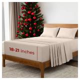 Mellanni Extra Deep King Sheets - 4 PC Iconic Collection Bedding - Hotel Luxury, Ultra Soft, Cooling Bed Sheets - Wrinkle, Fade, Stain Resistant (King, Beige)