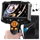 Endoscope Camera with Light, 1080P HD Borescope with 8 Adjustable Lights, 4.3 Endoscope with 33 ft Semi-Rigid Snake Camera, IP67 Waterproof Borescopese for Sewer, Cool Gadgets & Tools for Men