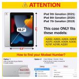 Mektron Printed Case for iPad 10.2 Inch 2021/2020/2019, for iPad 9th/8th/7th Generation Case, Buit in Pencil Holder with Shockproof Cover Clear Shell + Trifold Stand, Cherries Bows C353