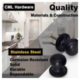 CML Hardware (2 Pack) Passage Door Knob for Hall/Closet, No Locking Interior Round Ball Handle in Solid Stainless Steel, Matte Black