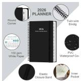 2026 Pocket Planner/Calendar - 2026 Planner from January 2026 - December 2026, Planner 2025 with 12 Tabs, Twin-Wire Binding, Inner Pocket, 3.75 x 6.75, Black