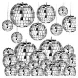 MTLEE Disco Balls Decorations Assorted Size Party Decor Disco Ball Ornaments Mirror Mini Large Hanging with Rope for Wedding Festival Stage Prop