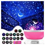 MOKOQI Star Projector Night Lights for Kids - Fun Gifts for 1-4-6-14 Year Old Girls Night Light Projector Rotating Star Sky Moon Light Projector for Kids Bedroom Decor -Pink NO POWER CORD