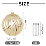 8in Large Christmas Ornaments Champagne Shatterproof Christmas Ball Ornaments Giant Hanging Balls Mercury Decorations for Holiday
