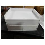 Bamboo Desk Organizer with Drawers Wooden Desktop Storage Drawers for Bills Office Supplies Kitchen Utensils Organizing Tool for Home Classroom Organization No Assembly (3 Drawers, White)