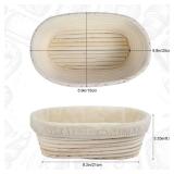 3Pcs Banneton Bread Proofing Basket, 10 inch Oval Banneton Basket,Sourdough Proofing Basket,Bread Bowl Handmade Rattan Baskets and Liners for Professional & Home Sourdough Bread Baking