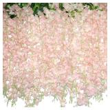 ZINHO 60 Branches Wisteria Hanging Flowers, Artificial Pink Wisteria Flowers Garland for Wedding Arch Ceremony Party Garden Home Backdrop Decor