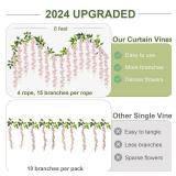 ZINHO 60 Branches Wisteria Hanging Flowers, Artificial Pink Wisteria Flowers Garland for Wedding Arch Ceremony Party Garden Home Backdrop Decor