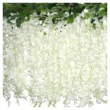 ZINHO 60 Branches Wisteria Hanging Flowers, Artificial White Wisteria Flowers Garland for Wedding Arch Ceremony Party Garden Home Backdrop Decor