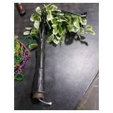 Huquary Mardi Gras Bead Tree Decor 23.6 Inch Lighted Tabletop Birch Tree with 20 Mardi Gras Beads Purple Gold Green for Fireplace Mantel Table Centerpiece Carnival Events Party Decoration