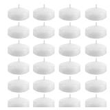 Thleunei 24 Pack Floating Candles 2in 6 Hour White Unscented Dripless Wax Discs, Floating Candles for centerpieces, Cylinder Vases, Wedding, Party, Pool, Holiday